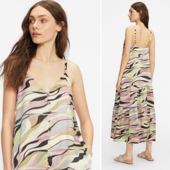 NWT Ted Baker Warrenn Printed Button Through Cami Dress Midi Size 4 Dusky Pink - Picture 5 of 13